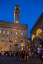 Piazza della Signoria The heart of social life in ancient Florence Neptune`s Fountain, Lanzi Family Balcony, Cosimo I `de Medici` Royalty Free Stock Photo