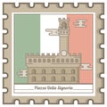 piazza della signoria postal stamp. Vector illustration decorative design