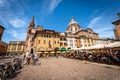 Piazza delle Erbe and the Basilica and Cathedral of SantÃ¢â¬â¢Andrea - Mantua Italy Royalty Free Stock Photo