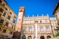 Piazza delle Erbe in center of Verona, Veneto region, Italy