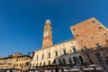 Piazza delle Erbe and Torre dei Lamberti - Verona Italy Royalty Free Stock Photo