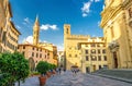 Piazza di San Firenze square with Chiesa San Filippo Neri, Badia Fiorentina Monastero catholic church and Bargello museum in histo