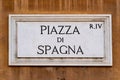 Piazza di spagna rome street sign Royalty Free Stock Photo