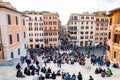 Piazza di Spagna, Spain square at the bottom of the Spanish Steps, is one of the most famous squares in Rome always full of Royalty Free Stock Photo