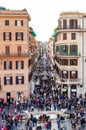 Piazza di Spagna, Spain square at the bottom of the Spanish Steps, is one of the most famous squares in Rome always full of Royalty Free Stock Photo