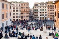 Piazza di Spagna, Spain square at the bottom of the Spanish Steps, is one of the most famous squares in Rome always full of Royalty Free Stock Photo