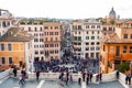 Piazza di Spagna, Spain square at the bottom of the Spanish Steps, is one of the most famous squares in Rome always full of Royalty Free Stock Photo