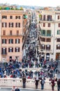 Piazza di Spagna, Spain square at the bottom of the Spanish Steps, is one of the most famous squares in Rome always full of Royalty Free Stock Photo