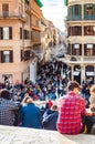 Piazza di Spagna, Spain square at the bottom of the Spanish Steps, is one of the most famous squares in Rome always full of Royalty Free Stock Photo