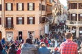 Piazza di Spagna, Spain square at the bottom of the Spanish Steps, is one of the most famous squares in Rome always full of Royalty Free Stock Photo