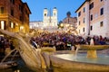 Piazza di Spagna and the Spanish Steps in central Rome at sunset Royalty Free Stock Photo