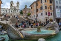 Rome: Piazza di Spagna with the Spanish Steps and the Barcaccia fountain by Bernini Royalty Free Stock Photo