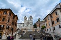 Rome: Piazza di Spagna with the Spanish Steps and the Barcaccia fountain by Bernini Royalty Free Stock Photo