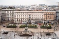 Piazza Duomo and equestrian monument to Victor Emmanuel II. Milan, Italy Royalty Free Stock Photo