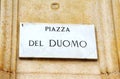 Piazza Duomo sign in Milan