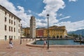 The Piazza III Novembre at the harbor of Riva del Garda on Lake Garda in Italy
