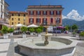 Piazza Largo Cavour and fountain in Menaggio, Lake Como, Lombardy, Italy