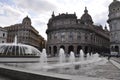 Piazza de Ferrari Fountain. Main Square of Genoa City. Liguria region in Italy