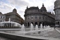 Piazza de Ferrari Fountain. Main Square of Genoa City. Liguria region in Italy