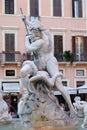 Neptune fighting with an octopus statue in the Fountain of Neptune in Rome Royalty Free Stock Photo