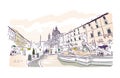 Piazza Navona Rome vector illustration Europe tourism card