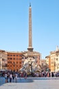 Piazza Navona in Rome with a view of the Fountain of the Four Rivers and the obelisk Royalty Free Stock Photo