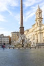 Piazza Navona with 17th century Fountain of the Four Rivers and Obelisco Agonale, Rome, Italy