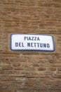 Piazza Nettuno Square Street Sign; Bologna