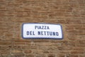 Piazza Nettuno Square Street Sign; Bologna