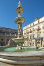 Piazza Pretoria, stands this magnificent fountain, Fontana Pretoria. Palermo, Sicily, Italy.