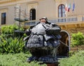 Piazza San Antonio. Sculpture `Custode samurai Xl` of Matteo Pugliese. Sorrento