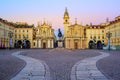 Piazza San Carlo and twin churches in the city center of Turin,