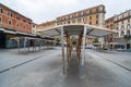 Piazza San Cosimato in the Rione Trastevere when the market is close, Rome Italy