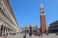 Piazza San Marco with Basilica Saint Mark and the bell tower Campanile. Venice, Italy. Royalty Free Stock Photo