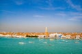 Aerial view of Piazza San Marco with Campanile and Doge Palace. Venice, Italy Royalty Free Stock Photo