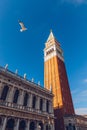 Piazza San Marco with Campanile. Venice, Italy. Campanile di Venezia located at Piazza San Marco, Italy Royalty Free Stock Photo