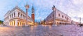 Piazza San Marco, Column of San Teodoro, National Library, Doge's Palace and St Mark's Basilica, Venice Royalty Free Stock Photo