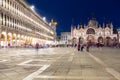 Piazza San Marco square with Basilica of Saint Mark in Venice city at night, Italy Royalty Free Stock Photo