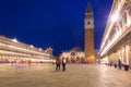 Piazza San Marco square with Basilica of Saint Mark in Venice city at night, Italy Royalty Free Stock Photo