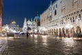 Piazza San Marco square with Doges Palace in Venice city at night, Italy Royalty Free Stock Photo