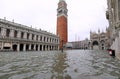 Piazza San Marco in Venice completely submerged in water during Royalty Free Stock Photo