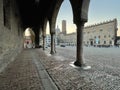 Piazza Sordello and architecture at sunset, Mantova, Italy