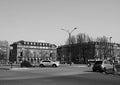 Piazza Statuto in Turin in black and white