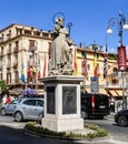 Piazza Tasso in Sorrento. Sant Antonio Abate Monument Royalty Free Stock Photo