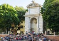 Piazza trilussa and the fountain of Ponte Sisto. Royalty Free Stock Photo