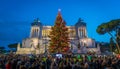 Piazza Venezia in Rome during Christmas 2018. Italy. Royalty Free Stock Photo