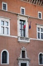 Piazza venezia in Rome, Italy, building balcony where it speak D Royalty Free Stock Photo