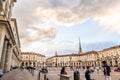 Piazza Vittorio, Turin, Piedmont, Italy: view of the square at sunset Royalty Free Stock Photo