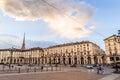 Piazza Vittorio, Turin, Piedmont, Italy: view of the square at sunset Royalty Free Stock Photo