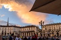 Piazza Vittorio, Turin, Piedmont, Italy: view of the square at sunset Royalty Free Stock Photo